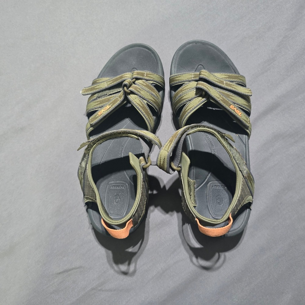 Teva Tirra Sandal Women 8.5 Olive Green Orange Strappy Hiking Outdoor 4266